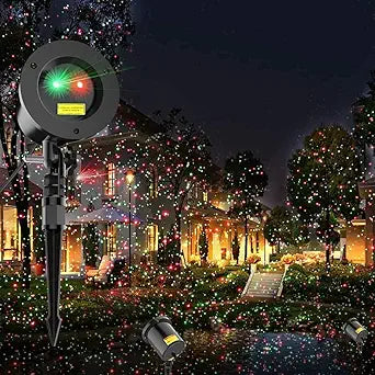 Christmas Laser Light Projector Red and Green Star Laser Lights Show with Timer for Outdoor Decorations Waterproof Landscape Lighting for Christmas and Holidays