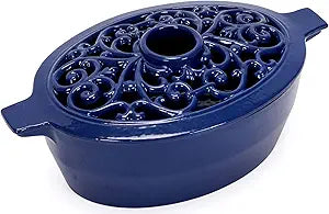 INNO STAGE Wood Stove Steamer, Cast Iron Humidifier for Stove, Home Indoor Decorative, Blue Finish, Rust Resistant, Lattice Top, 2.5 Quart Capacity, Patented