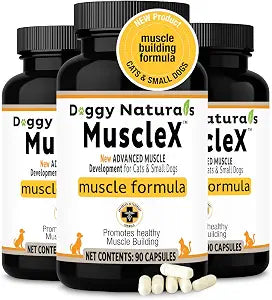 MuscleX Canine Muscle Formula Cats & Small Dogs with 300mg CaHMB & Vitamin D3 - Natural Muscl Building Formula-Helps Reduce Muscle Loss Due to Normal Aging & Improves Recovery from Injury(270 Caps)