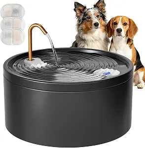 DOOOB Ceramic Dog Water Fountain, 4L/135oz Ceramic Cat Water Fountain, Automatic Ceramic Water Fountain for Dog, Pet Water Fountain with Ultra-Quiet Pump and 3 Filters & 3 Sponges (Black)