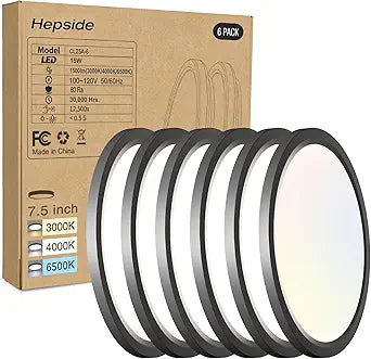 6PACK LED Flush Mount Ceiling Light, 3000K-4000K-6500K & 100W Equivalent Disc Closet Ceiling Light Fixture 7Inch 15W 1500LM Low-Profile Ceiling Fixture for Bathroom Hallway Bedroom Kitchen Basement