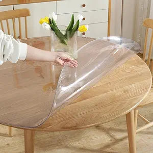 LovePads Round Clear Table Cover Protector 42 Inch, 2mm Thick Table Protector for Dining Room, Waterproof Plastic Cover PVC Vinyl Tablecloth, Circle Tabletop Protective Pad for Furnture Surface