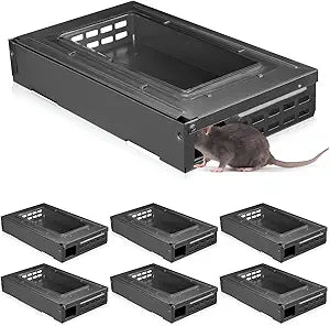 Qualirey 4 Pack Multi Catch Mice Trap Clear Top Humanized Mouse Trap Rodent for Indoor Outdoor Rat Control Pet and Security (6.3 Inch,Silver)