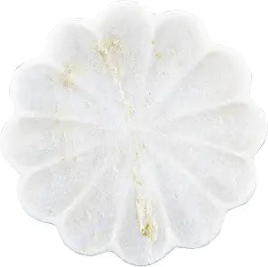 Creative Co-Op DF2368 Carved Marble Flower Shape Dish, White