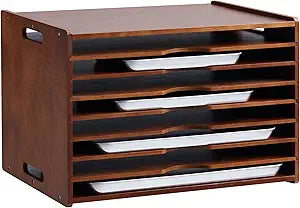 8 Tier Wooden Tray Dividers for Cabinets, Baking Sheet Organizers Inside Cabinet, 17x12x14 in Bamboo Cabinet Dividers for Cutting Boards, Pans, Trays and Kitchen Storage