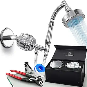 Handheld Shower Head With Filter - 15+2 Stage Filtration for Imporved Water - Vitamin C and E Infused With SPA Effect - High Pressure Head With Hose