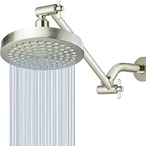 High Pressure Rain Shower Head with 11'' Extension Arm - High Flow Rainfall Showerhead - Luxury Modern Look - Pressure Boosting (Round, Brushed Nickel)