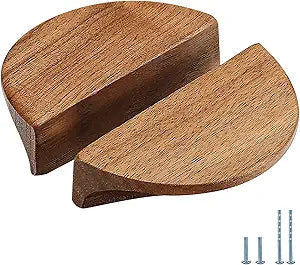 4.7 in-Walnut Wood 4 Pair Circular Wood Grain Cabinet Drawer Handles
