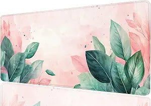 Abstract Leaves Mouse Pad Pink Green Foliage Aesthetic Plants Mousepad XL Large Gaming Mouse Pad Laptop Keyboard Mat Desk Pad Office Computer Keyboard Laptop Home, 31.5x11.8 Inch