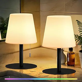 uuffoo Shower Lamp Waterproof 8 Colors, Shower Light Rechargeable Cordless Battery Operated, LED Outdoor Table Lamps Dimmable Portable for Indoor Outdoor Bathroom Home Patio (2PCS Black)