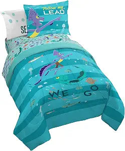 Disney Pixar Luca Here We Go 5 Piece Twin Size Bed Set - Includes Comforter & Sheet Set - Super Soft Fade Resistant Microfiber (Official Disney Pixar Product)