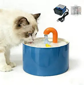 Ceramic Cat Water Fountain, 50oz/1.5L Yellow Ultra-Silent Automatic Pet Water Bowl Fountain Cat Water Dispenser for Pet Drinking Indoor with Cute Design, Activated Carbon Filter Perfect for Cats