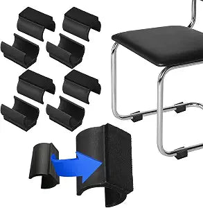 PATIKIL Rectangle U Shaped Chair Leg Tips Caps with Felt Pads, 8 Pack Slide Smoothly Furniture Feet Floor No Scratches No Noise Protectors Protect Hardwood Floors Fit Dia 25 mm Leg, Black