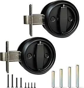 2 Pack Black Low Profile Door Knobs for Space Saving, 2 3/8" Anti-Bump Flush Interior Door Handle for Narrow Spaces, Round Recessed Cup Flat Door Lock for RV, Closet and Tight Clearance
