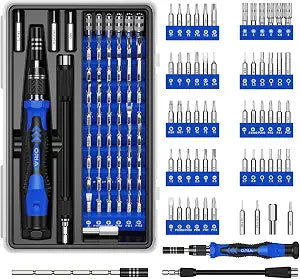 ORIA Precision Screwdriver Set, 61 in 1 Small Screwdriver Set with 57 Precision Bits, Portable Repair Tool Kit, Magnetic Screw Driver Kit with Extension Rod for Smartphone, PC, Watch,Toys, Blue