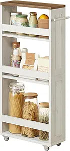 VASAGLE 4-Tier Slide-Out Storage Cart, Slim Kitchen Cart with Wheels