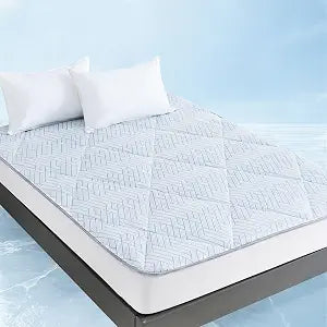 YOUR MOON Cooling Mattress Pad Queen Size for Hot Sleepers, Soft Breathable Noiseless Bed Pad Mattress Cover, Quilted Fitted Pillow Top Mattress Cover with 8"-16" Deep Pocket (Blue White, 60x80)