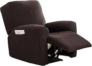 CRFATOP Jacquard Recliner Slipcovers with Arms 4 Pieces Lazyboy Recliner Chair Cover Non Slip Recliner Slip Covers for Recliner Chair with Storage Pockets Furniture Protector for Living Room,C11