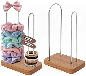 2-Pack 2-Tier Hair Tie Holder & Scrunchie Organizer (Natural)