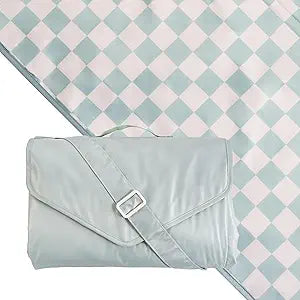 Tiny Twinkle Waterproof Picnic Blanket | 5'x7' 100% Recycled Polyester, Sandproof, Foldable & Portable for Beach, Camping, Travel (Sage Checkers