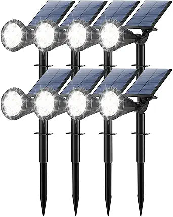 Tadyreal Solar Lights Outdoor Waterproof IP65 180 Adjustable Solar Powered Landscape Spot Lights for Yard 4 Lighting Modes Spotlights for Pathway Garden Outside Wall Pool Porch (8 Pack, Cool White)