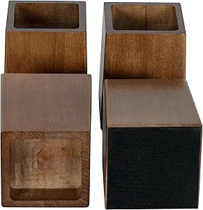 EasyPAG Bed Risers 5 inch Heavy Duty, Elevate Height 4 inch, Wood Furniture Risers for Couch Table Desk, Support 2200 Lbs, 1-inch Deep Anti-Fall Edge Bed Lifts with Non-Slip Pads, 4 Pack, Retro Brown