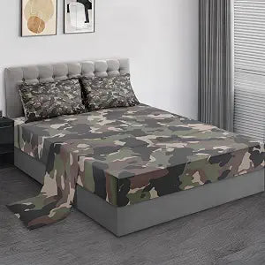 Pamnest Twin Size Bed Sheet Sets, Woodland Camouflage Soft Microfiber 3 Pcs Bedding Sets for Kids and Adults Bedroom Bed Decor, Camo Military Hunting Flat, Fitted Sheet and Pillowcases