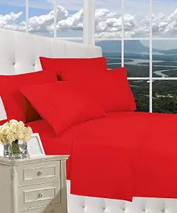 Celine Linen Luxury Silky-Soft 1500 Series Wrinkle-Free 3-Piece Bed Sheet Set, Deep Pocket up to 16 inch, Twin Red