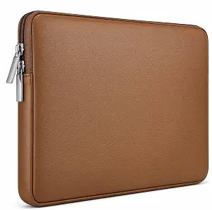 RAINYEAR 15.6 Inch Laptop Sleeve Soft PU Leather Protective Case, Brown