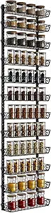 SWOMMOLY Adjustable Wall Mount Spice Rack Organizer, 12-Tier Dual-use (Multi-use) Hanging Spice Shelf Storage for Kitchen Pantry Cabinet Door, Seasoning Holder Organizer, Black