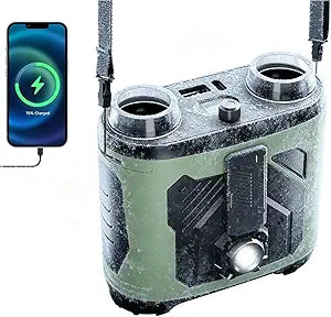 Portable Waist Fan, 12000mAh Rechargeable 100-Speed 6600RPM Dual Air Outlet Strong Airflow with Flashlight, 30H Runtime Hanging Neck Fan Wearable Belt Fan for Camping, Outdoor, Jobsite, Traveling