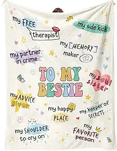 Best Friend Birthday Gifts for Women, Bestie Gift for Women, Best Friends Blanket, Friendship Gifts for Woman, Bestie Birthday Gift for Woman, Yellow Throw Blanket 80x60 Inches