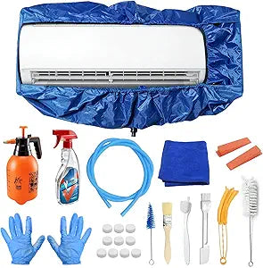 Air Conditioner Cleaning Cover Kit, 12-Piece Set,Mini Split Cleaning Cover with Large High Pressure Sprayer and Cleaning Tools, Fits Systems 80-130cm Ideal for Home and Office AC (Blue)