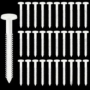 30Pcs 3 Inch Vinyl Shutter Fasteners, White Window Shutter Panel Pegs Shutter Screws Lok Pins Plastic Shutter Spike Anchors for Installing Decorative Exterior Wood Aluminum Vinyl Shutter