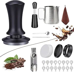 26 PCS Espresso Accessories Kit, Espresso Tamper Kit Coffee Tamper Set, 54mm Espresso Tamper with Spring Loaded Calibrated, 54mm Espresso Filter Paper and Dosing Funnel, WDT Tool