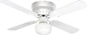 Litex CC42WW4L Celeste Collection 42-Inch Ceiling Fan with Five Reversible White/Whitewash Blades and Single Light kit with White Opal Glass