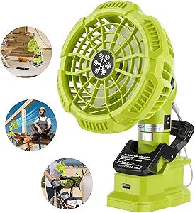 YEX-BUR Portable Clip on Fan for Ryobi 18v Batteries, Quiet Battery Operated Personal Fan, Clamp Fan with USB Port for Outdoor Camping Worksite Home Office(Battery Not Included)