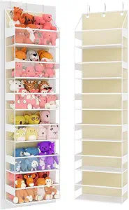 Over Door Stuffed Animal Storage, Hanging Organizer with 6 Shelves, Beige