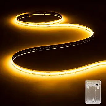 Battery Powered COB LED Strip Lights,3.28ft Warm White LED Light Strip for Dorm Room, Under Bed, Shelves, TV Backlight, Closet, Small Cuttable Tape Lights, Small Battery Operated LED Lights for TV