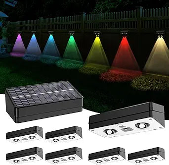 ZSYIQIX Solar Fence Lights 8 Pack, RGB Fence Solar Lights Outdoor Waterproof Led, 12 Modes Color Changing Outside Lightings Decor for Wall Railing Patio Deck Backyard Garden Pool