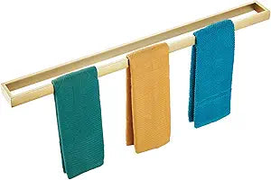 KOKOSIRI Towel Bar Brushed Gold Bath Towel Holder 32 Inch Kitchen Towel Hanger Rack Stainless Steel Bathroom Hardware Wall Mounted, 1 Pack B4008BG-L32