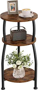 Small Round Side Table, 3-Tier Slim End Table for Small Spaces