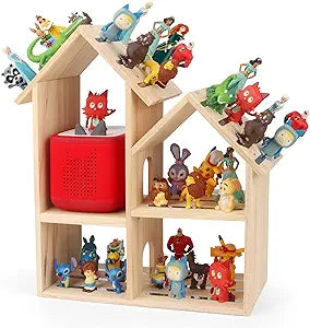 for Tonies Box Shelf Magnetic Storage Shelf, Large 4-Room Loft House for Toniebox 1/2 Player Tonies Figures Characters for Children Room, Wall-Mounted and Desktop Placement