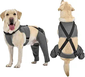 Arblina Dog Recovery Sleeve for Hind Leg, Adjustable Buckled Rear Leg Sleeve to Prevent Licking Wounds for Medium Large Dogs After Surgery, Thick Leg Sleeve as Cone Collar Alternative, M