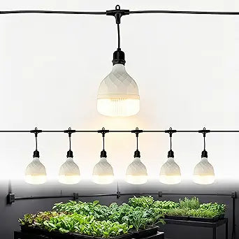 Solieed Outdoor Waterproof String Grow Lights, 6 Lights IP65 Full Spectrum Plant Grow Lamp, 16.5 Ft Cord Hanging Light for Greenhouse, Garden & Indoor Plants,Rainproof and Windproof.