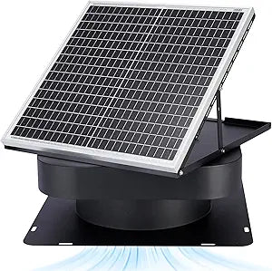 Solar Attic Fan 30W Controller-Free Auto Ventilates Up to 2800 Sq Ft, Solar Roof Vent with 5-Blade Alloy Fan & Adjustable Panel for Home, Garage