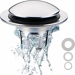 WELSAN Chrome Plated Bathroom Sink Drain Stopper 1 1/8"-1 1/2" Bath Drain