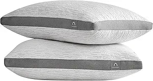 ACCURATEX King Pillows Set of 2, Adjustable Hybrid Rayon from Bamboo Pillow | Hybrid shredded memory foam & down alternative pillow. Adjustable loft with breathable cover for neck & head support.