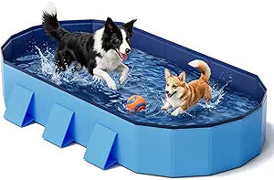 Raxurt Foldable Dog Pool, 72'' Large Dog Pool for Large Dogs with Reinforced Sidewalls for Stability, Portable Pet Bath Tub for Indoor Outdoor Backyard Use