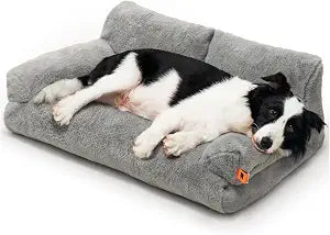 MEWOOFUN Cat Bed for Indoor Cats, Washable Dog Beds for Small Medium Dogs & Cats, Fluffy Cat Couch with Non-Slip Bottom (Grey, 33.5" L x 25.6" W x 11.5" Th)